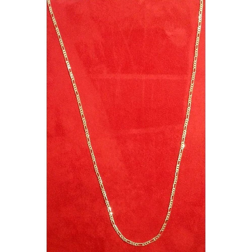 Sterling Silver 925 Plated 30 Inch Figaro Chain Necklace New 1/16th" Wide